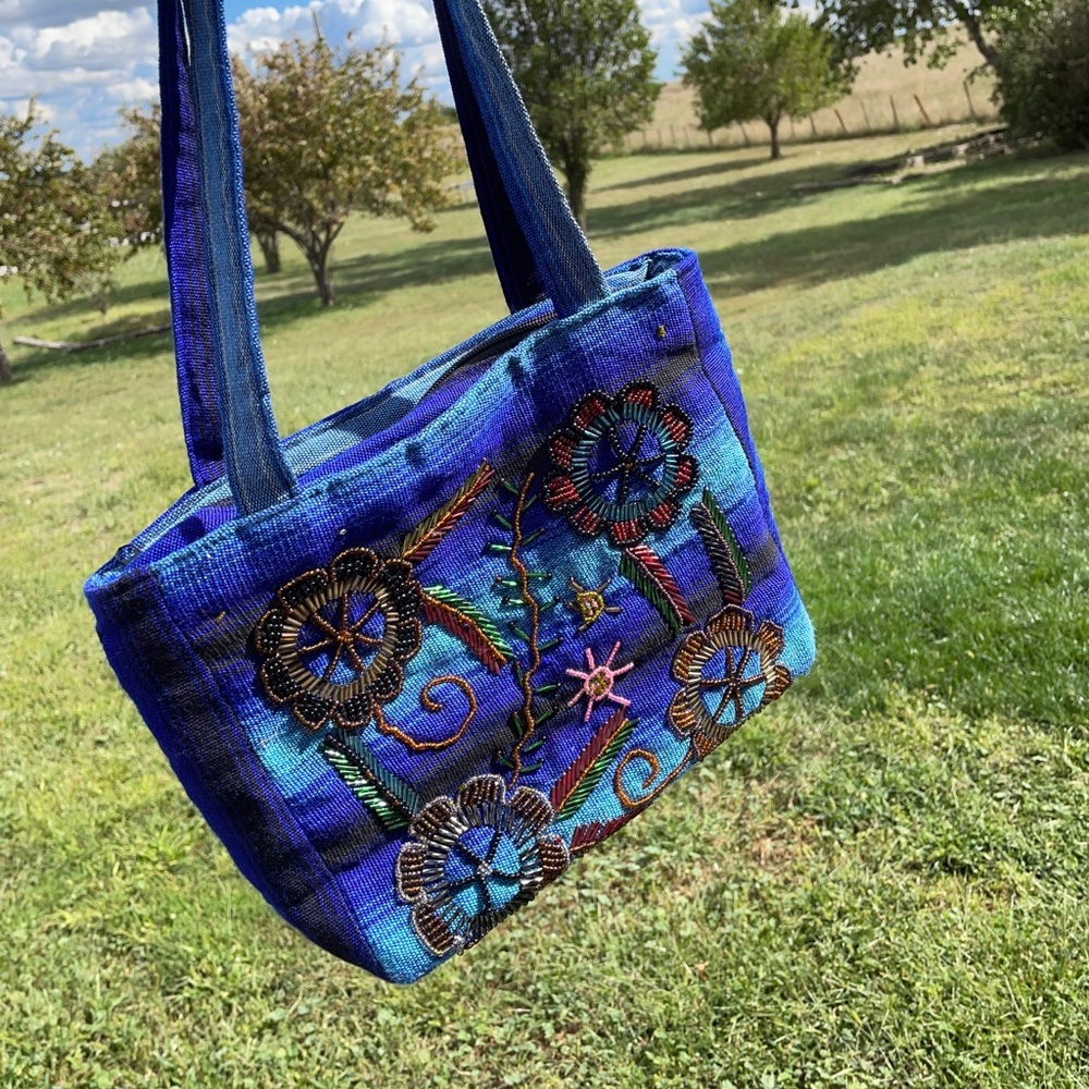 Embroidered beaded purse